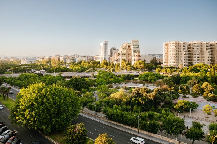 Vista panorámica del los Jardines del Turia