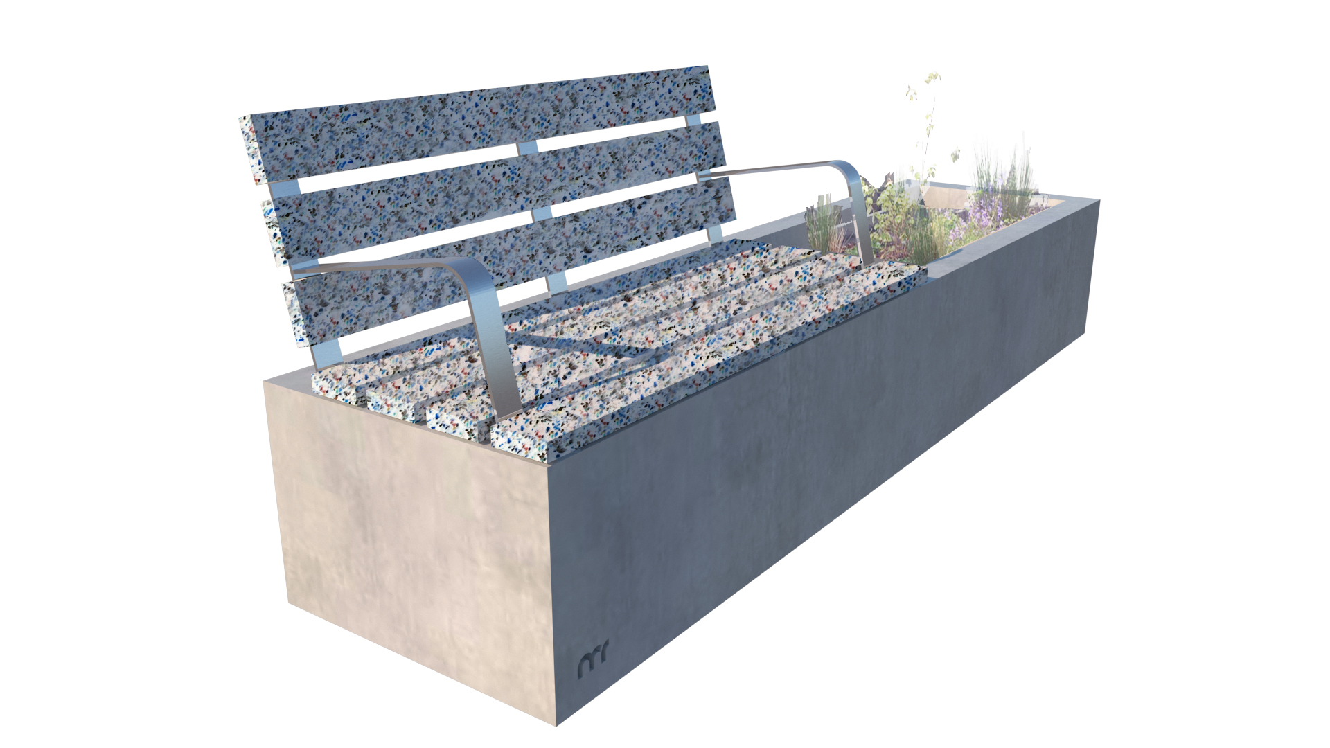 Fotografía del prototipo del Banco Lumber Mixto ( Plástico y hormigón reciclado)